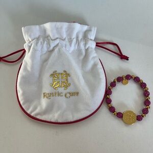Rustic Cuff Fuchsia (Pink) and Gold Bracelet with